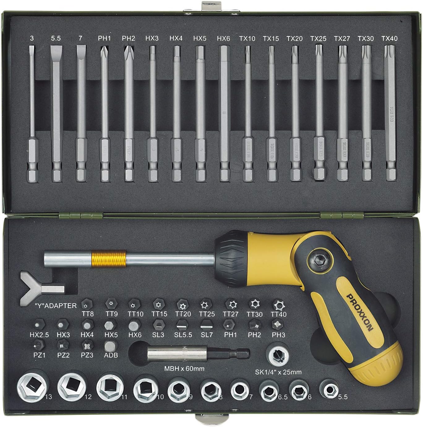 Proxxon 23104 23 104 Ratchet Bits Set including Screwdriver, Socket Spanner Inserts, Magnetic Holder - Image 3