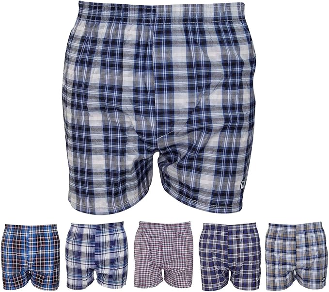 6 Pack Woven Boxer Shorts Men's Boxer Shorts, Loose Fit Cotton Open Fly
