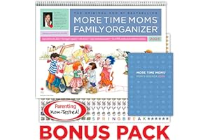 More Time Moms 2026 Family Organizer Bonus Pack with spiral bound 16 month wall calendar and bonus Mom's Agenda Personal Plan