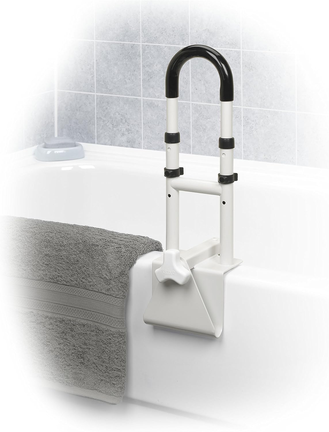 Drive Medical Adjustable Height Bathtub Grab Bar Safety Rail, White, Standard: Health & Personal Care