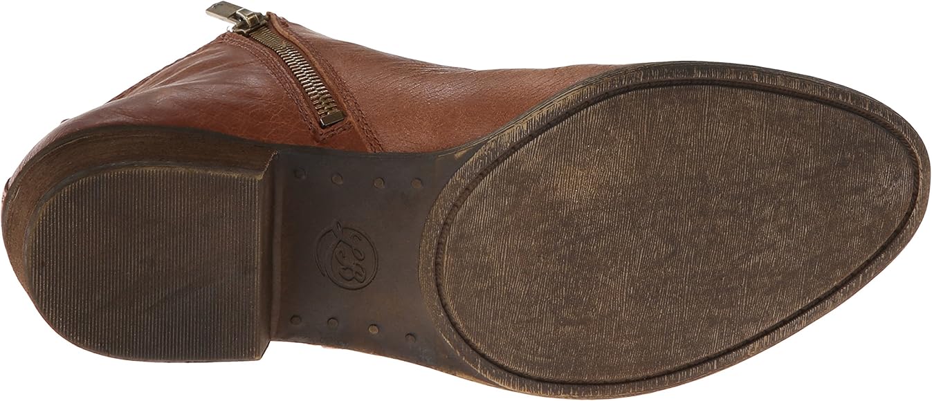 lucky brand basel smooth leather zip block heel booties