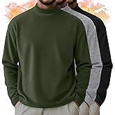 August Alley 3 Pack Men's Mock Turtleneck Shirts Thermal Long Sleeve Tops Basic Mock Neck Slim Undershirts Pullover Sweaters