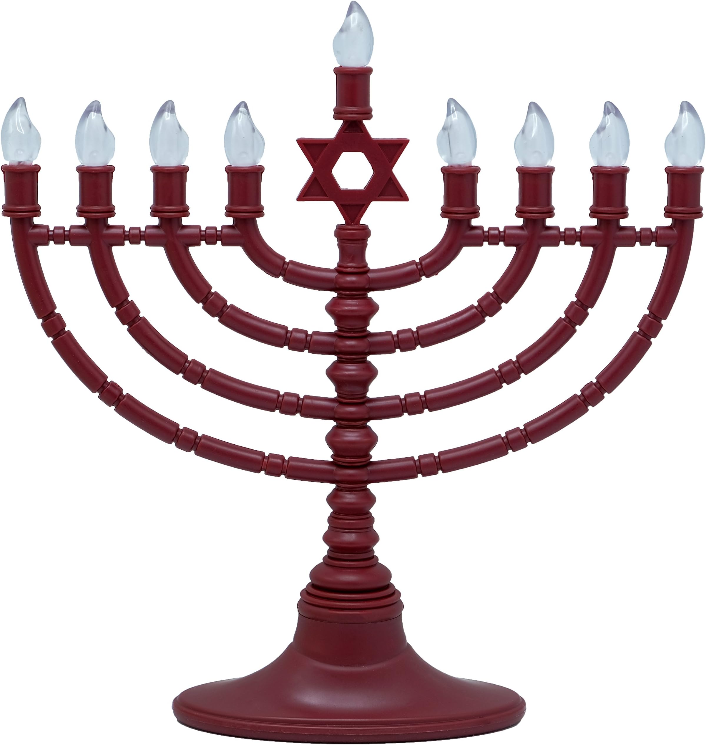 Electric Menorah Traditional Star of David Design Funky Red with Clear Bulbs