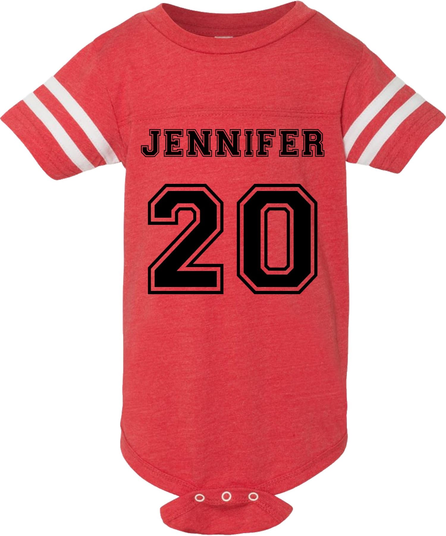 PakRat Personalized Onesie โ Custom Football Onesie Printed Front & Back Baby