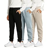 Real Essentials 3 Pack: Boys' Fleece Athletic Jogger Sweatpants - Kids Teens Active Athletic Pants with Pockets (Size 6-20)