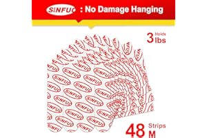 SINFUO 48 Medium Hanging Strips Refill, No Damage Adhesive Strips for Wall Hooks, Removable Picture Hanging Strips，Wall Sticky Double Sided Tape Heavy Duty Variety Pack