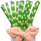 Bamboo Paper Drinking Straws 100 PCS 7.75 INCH, Steadily Green Bamboo Straws(Bamboos Green)