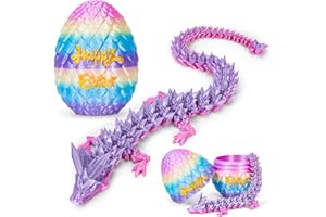 AOUSIN Dragon Eggs Easter Basket Stuffers for Kids - Happy Easter Egg with 3D Printed Dragon Inside, Home Decor Executive Desk Fidget Toys (Rainbow Color-Easter)