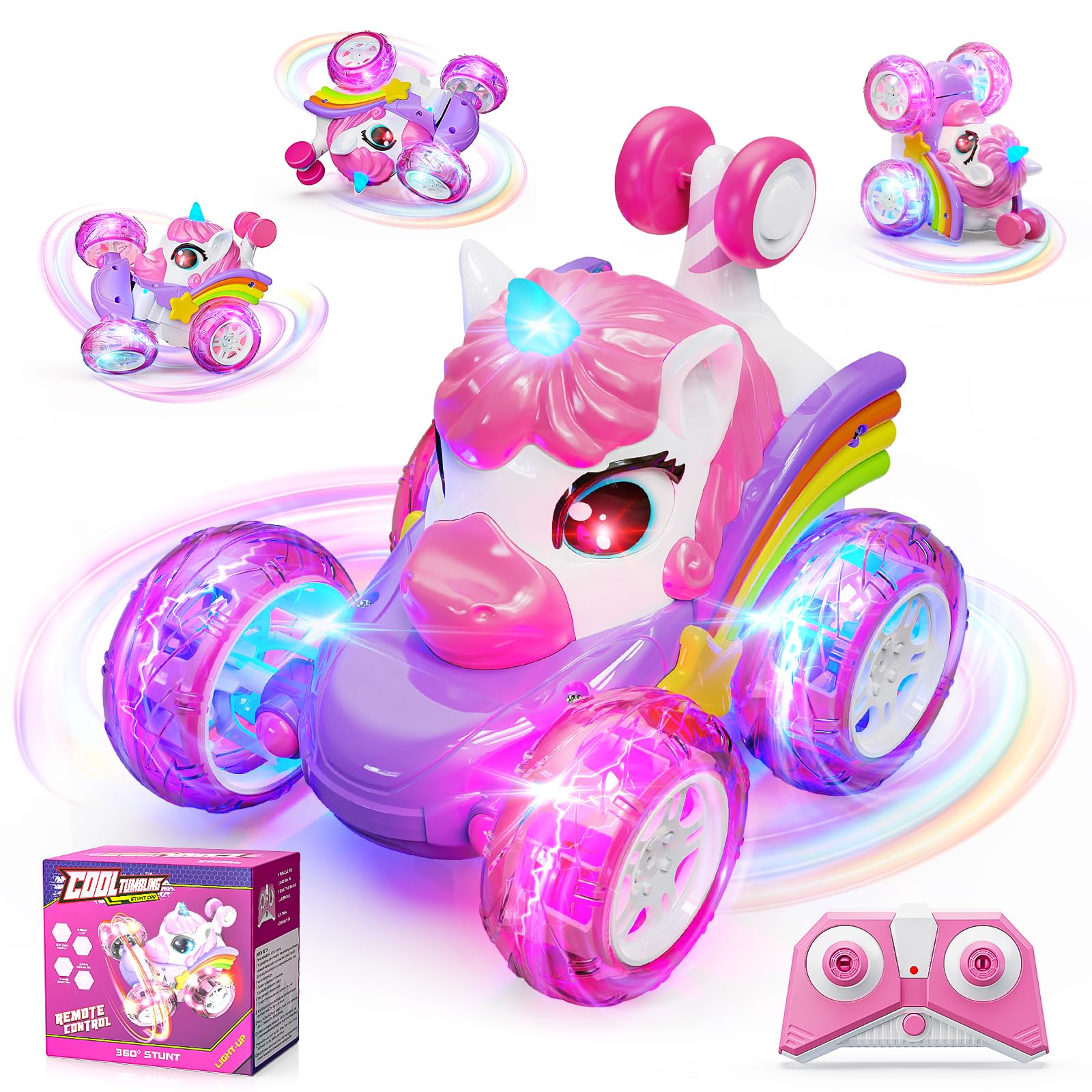 Hot Bee Einhorn LED RC Auto, Ferngesteuertes Spielzeug für Mädchen 3–6