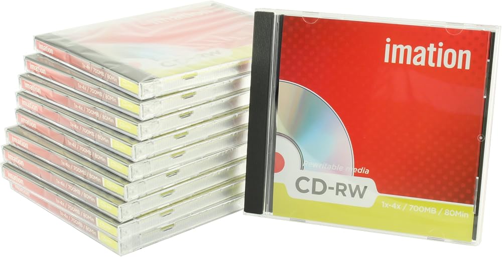 Imation CD-RW Rewritable Disks 1x-4x Speed 700MB 80min 19001 Pack of 10