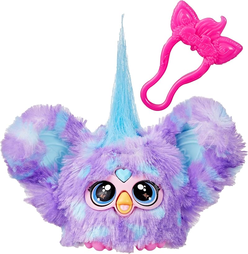 Furby Furblets Groo-Vee Mini Electronic Plush Purple Blue 6+ Clip
