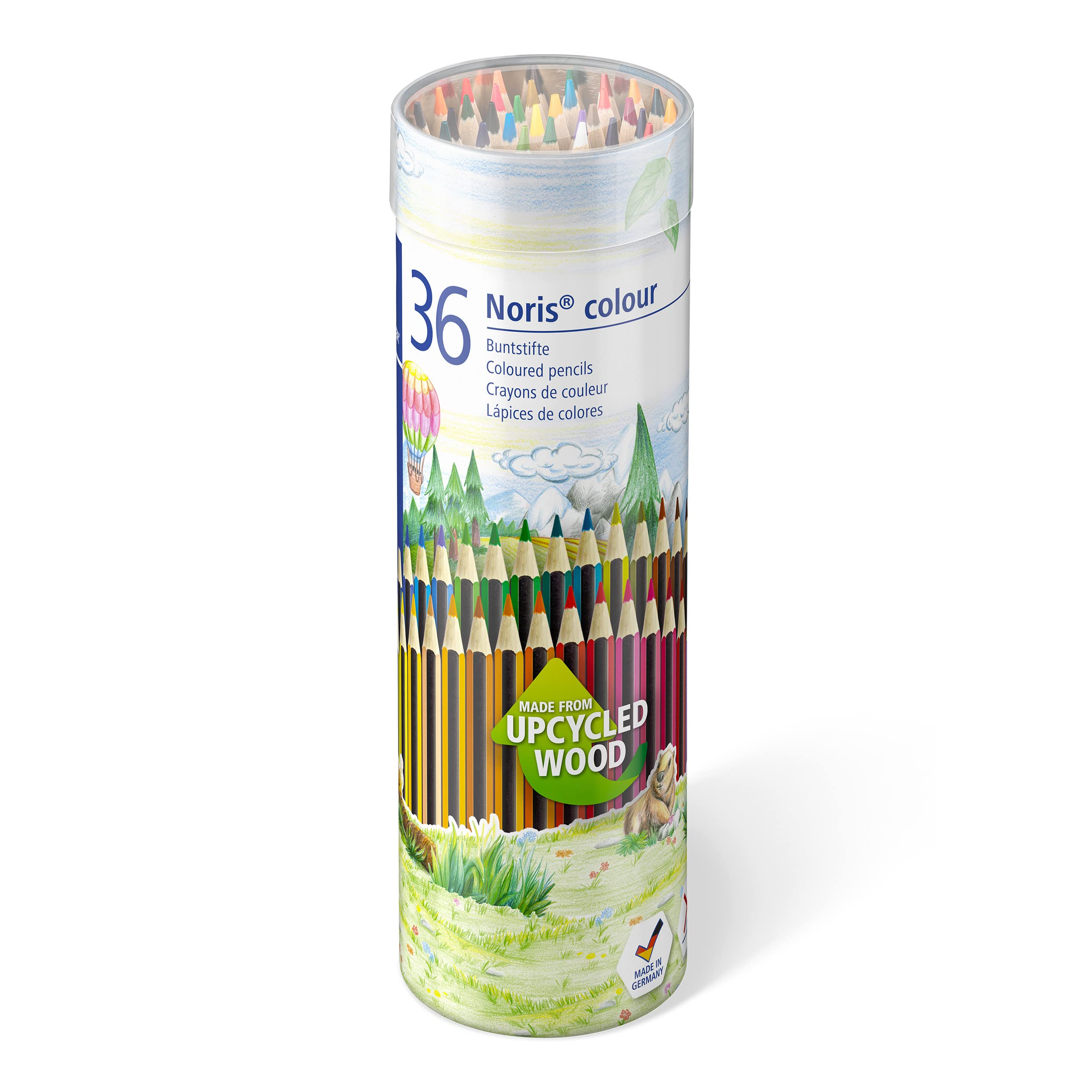 STAEDTLER 185 MD24 Noris Colour Pencils - Assorted Colours (Cylindrical Tin of 24)