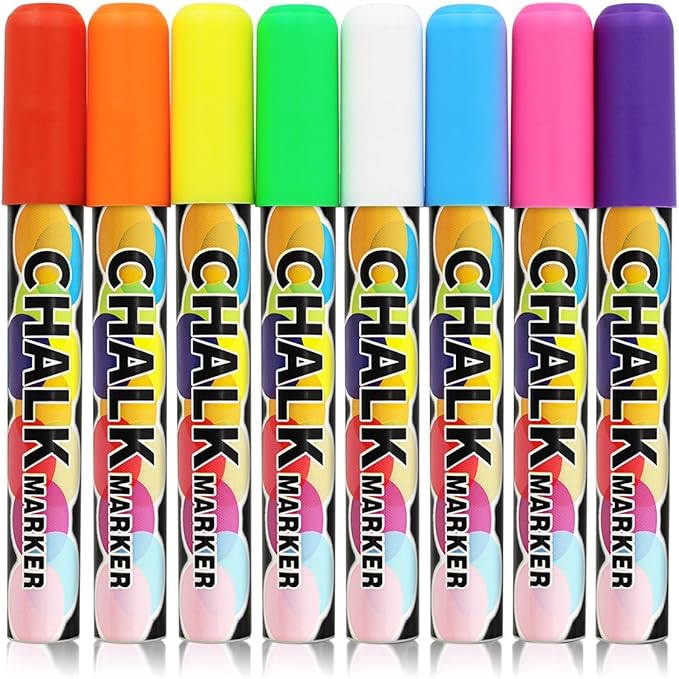 Liquid Chalk Markers，Bright Neon Pens，8 Pack