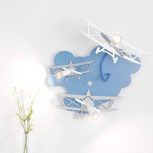 Kinderzimmer Lampe Blau 3 Flammig Gu10 Bis 35w 230v Holz Kunststoff Holzlampe Lampe Flugzeug Leuchte Kinder Kinderzimmerlampe Blau Kinderleuchten Wandleuchte Jungen Amazon De Beleuchtung