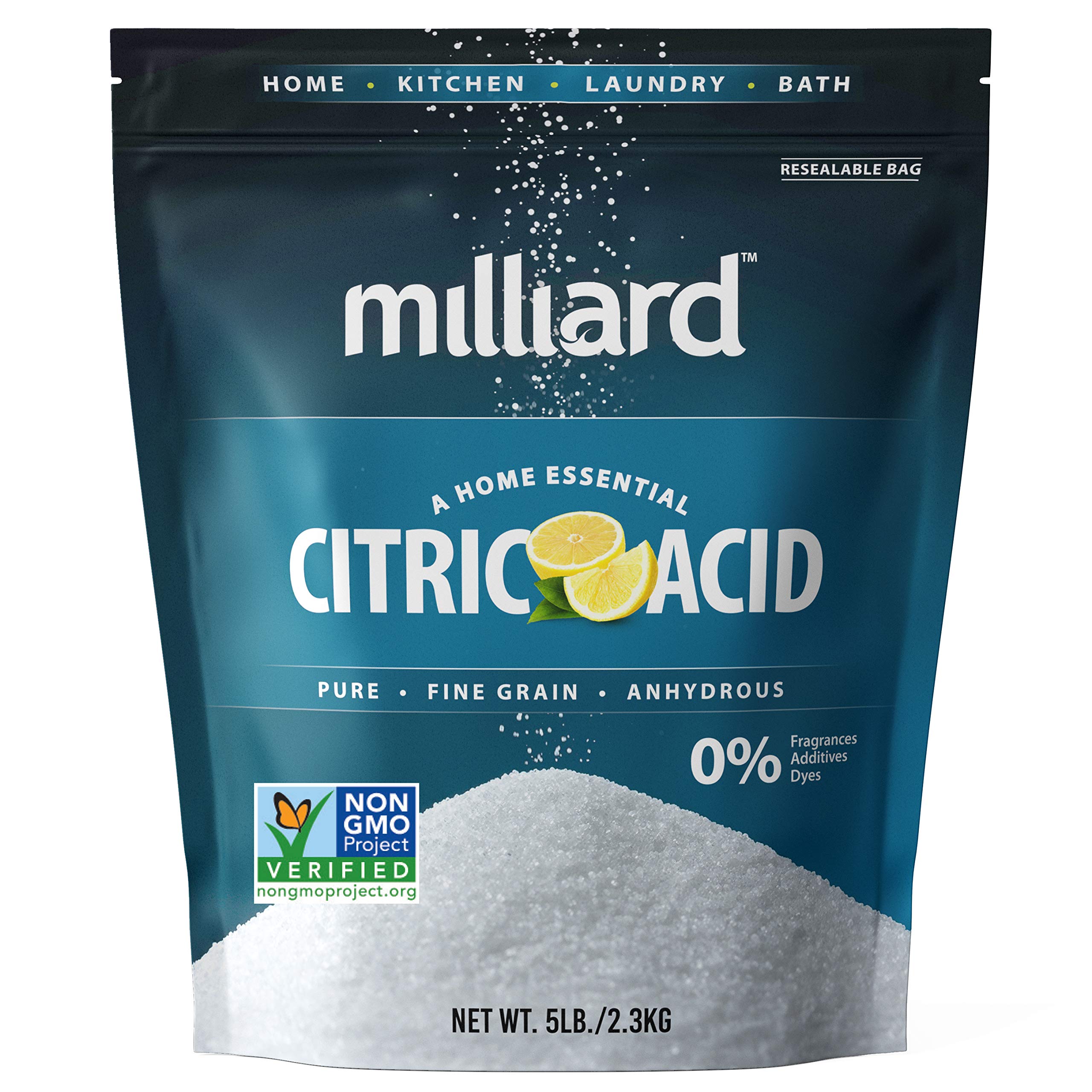 Milliard Citric Acid 5 Pound 100 Pure Food Grade NonGMO Project