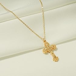 Fettero Crucifix Necklace Gold Faith Cross Pendant