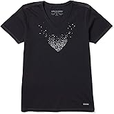 Life is Good. Womens Crusher Vee Heart Of Hearts, Jet Black