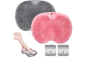 Premium Silicone Shower Foot Scrubber – 2-Pack with Suction Cups and Hanging Hooks, Comfortable Massage, Easy to Use, Durable