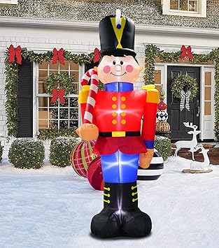 8 Foot Christmas Inflatable Nutcracker Soldier Outdoor Decorations Christmas Blow Up Nutcracker Soldier With 3 Led Lights Decorations For Lawn Yard Porch Garden Xmas Decor Kitchen Dining Home Urbytus Com