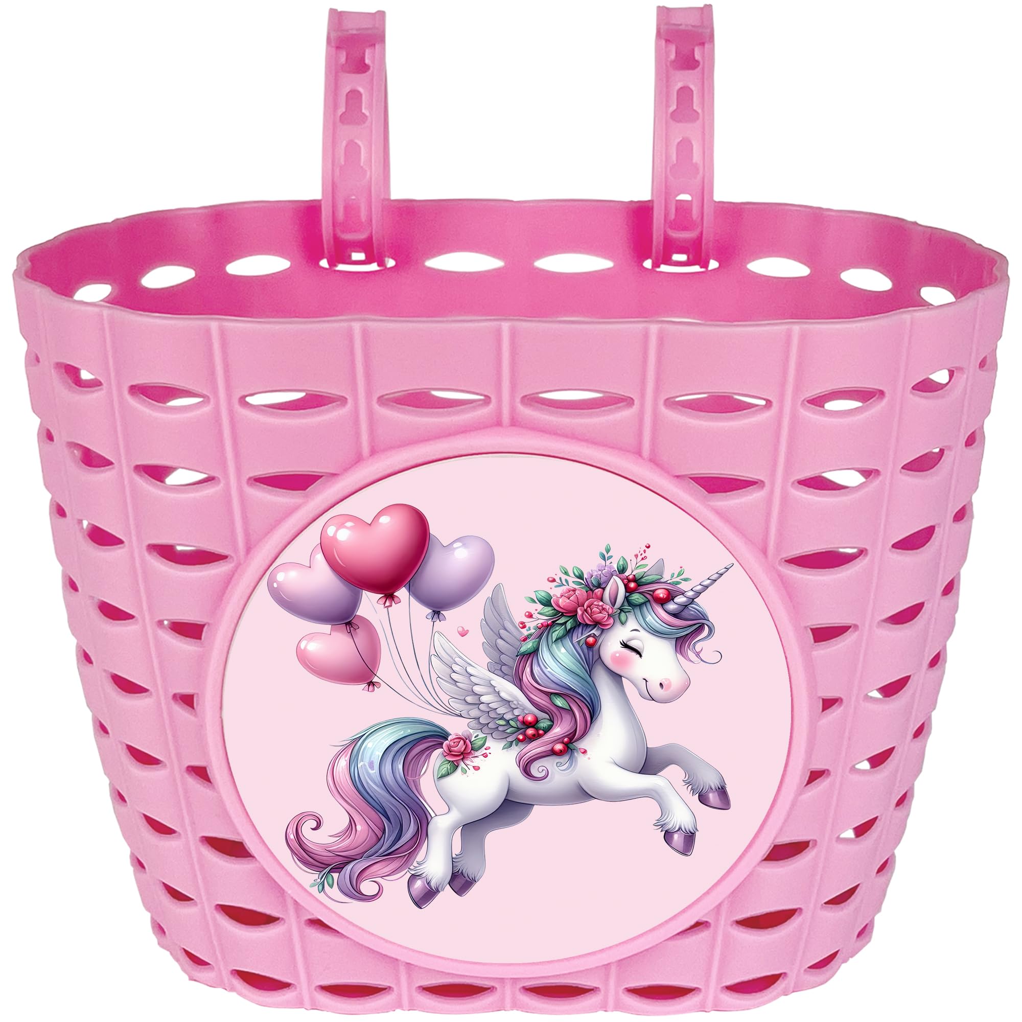 Photo 1 of Dankeler Pink Bike Basket for Little Girls, Cute Bicycle Front Handlebar Basket, Adjustable Plastic Tricycle Basket
