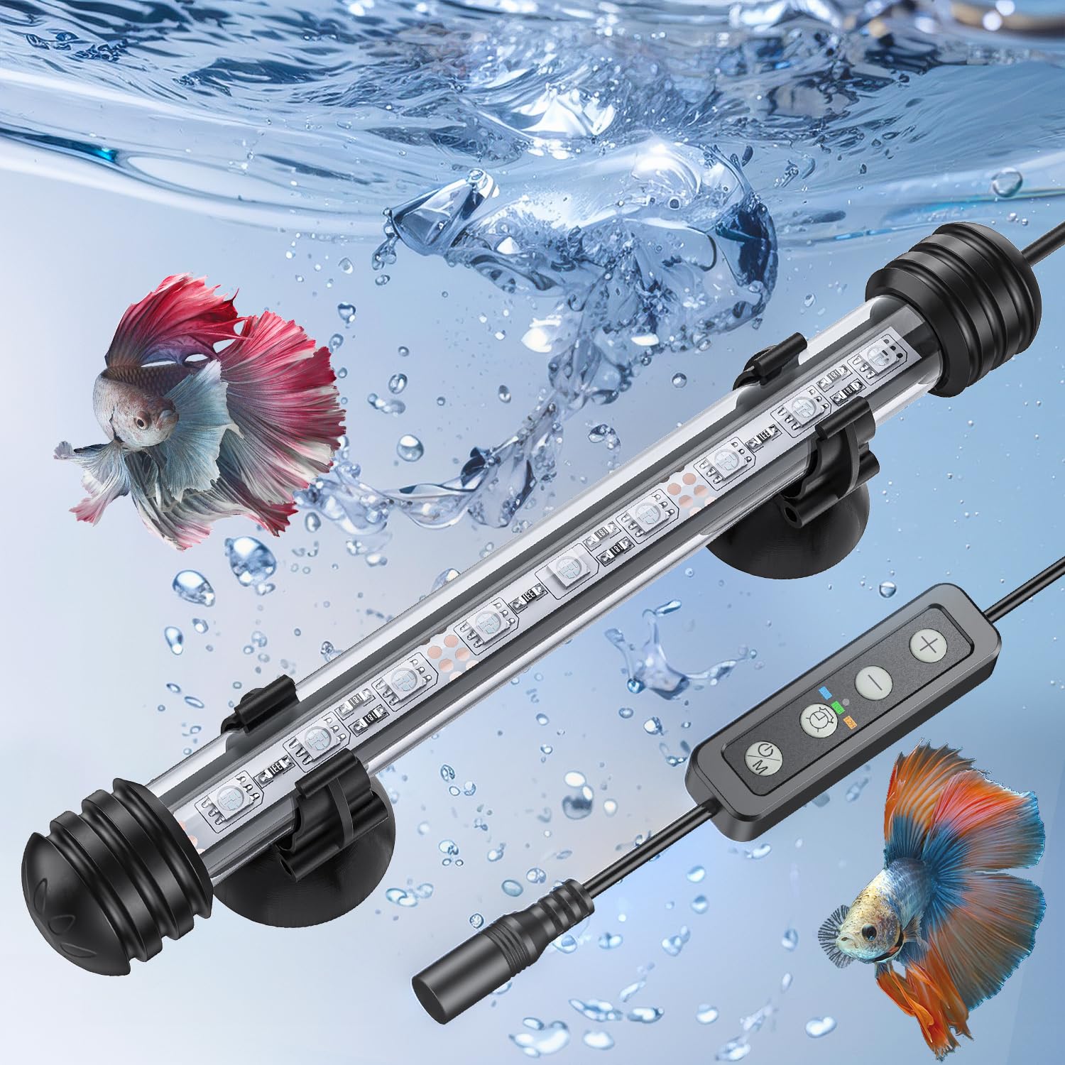 Photo 1 of Pawfly 1.8 W Aquarium LED Light 7.5 Inch Underwater Fish Tank Light with Timer Auto On/Off Fish Tank Background Lights with 8 Lighting Modes Submersible Multi-Colored Tube Lights for Decoration