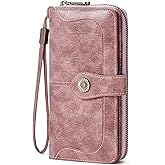 FALAN MULE Womens Wallet RFID Blocking Large Capacity Bifold Leather Credit Card Holder with Zipper Pocket Purse