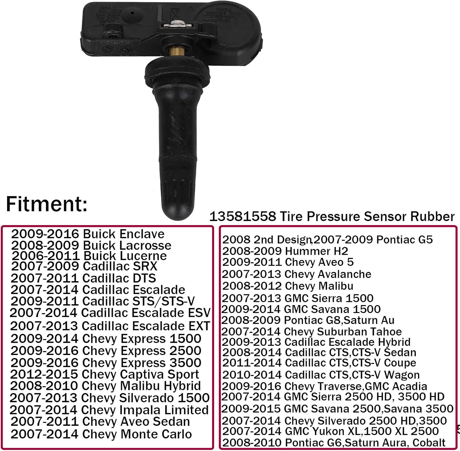 Yikesai 4 Pack 13586335 Tire Pressure Sensor Rubber 315MHZ TPMS Tire Pressure Monitoring System Replacement for GMC: Automotive
