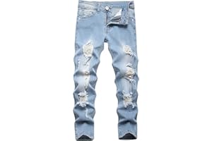 Ginsiom Boy's Ripped Stretch Distressed Slim Fit Jeans Skinny Fashion Denim Pants