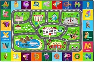 FUBULLISH ABC Alphabet City Life Road Traffic Baby Play Educational Rug Kids Playtime Collection Area Rug Soft Non Slip Playroom Mat Carpet for Children Bedroom Toddler Classroom (70.9 x 47.2 inch)