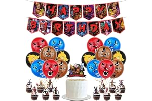 NF ORANGE Birthday Party Supplies For Five Nights at Freddy's, Party Decorations For Five Nights at Freddy's- big Cake Topper - 24 Cupcake Toppers - 16 Balloons -Banner