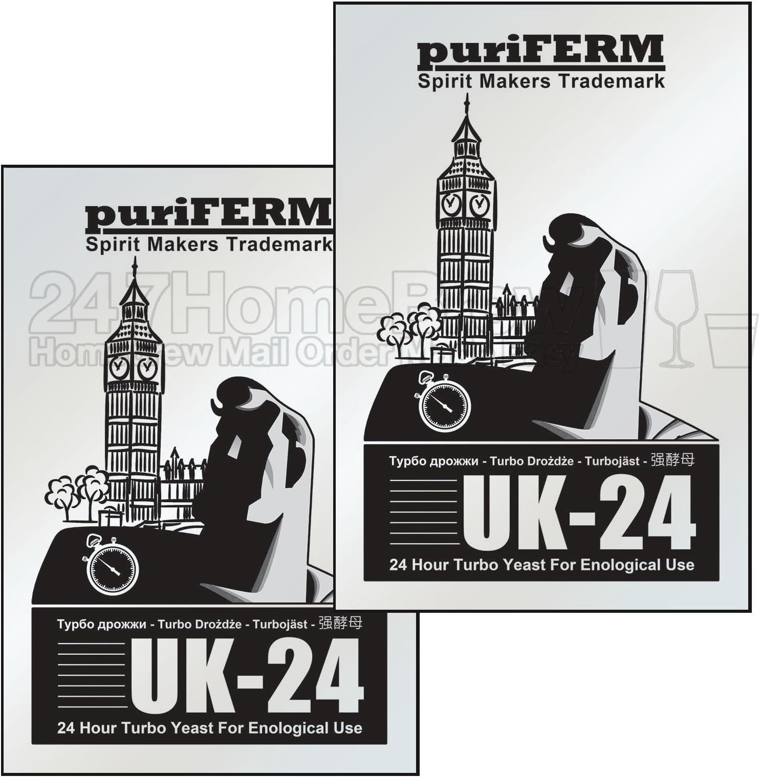 2X Puriferm UK-24 Turbo Yeast 24hr High Alcohol fermentaion