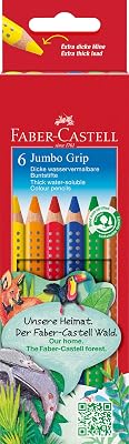 - 6 crayons de couleur Jumbo Grip en étui carton