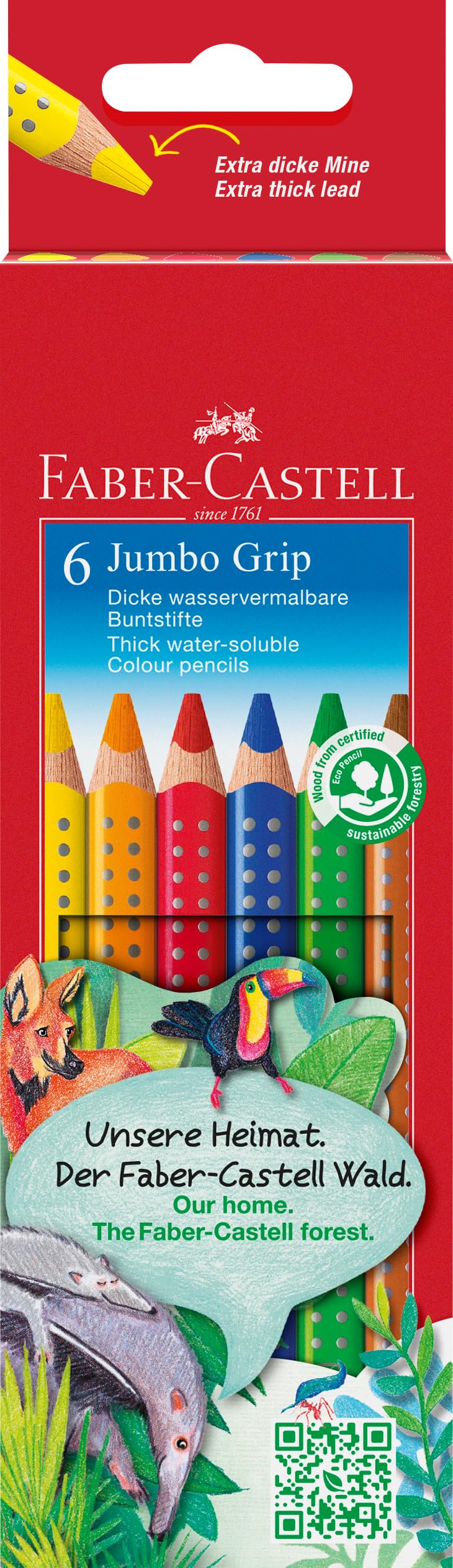 Faber Castell "Jumbo Grip" Coloured Pencil (Set of 6)
