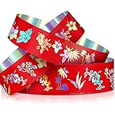 Henoyso 500 Pcs Holographic Plastic Wristbands for Events Red Hawaiian Flower Wrist Bands Neon Event Wristbands for Club Music Meeting Water Parks Concerts Festivals Party Conferences Identification