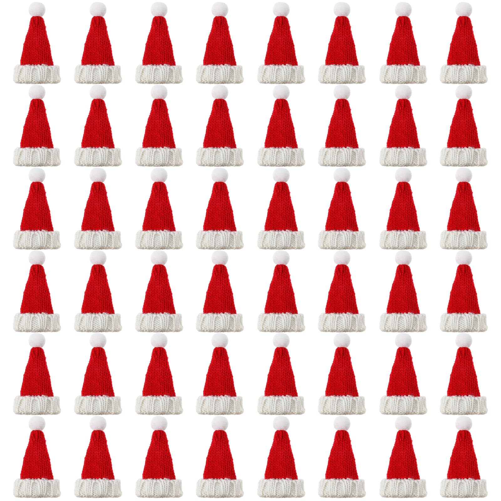 Photo 1 of Bencailor 48 Pcs Mini Santa Hats for Crafts Small Christmas Knit Hat Tiny Snowman Wine Bottle Cover Holder Doll Cap for Table Cover (Classic)