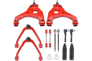 SKUCH 4X4 ACCESSORIES RWD 12pc Front End Lower & Upper Control Arms Suspension Kit for GMC Sierra Chevy Silverado 1500, Upgraded PU Bushings, Tie Rod Ends, Sway Bar Links Complete Set