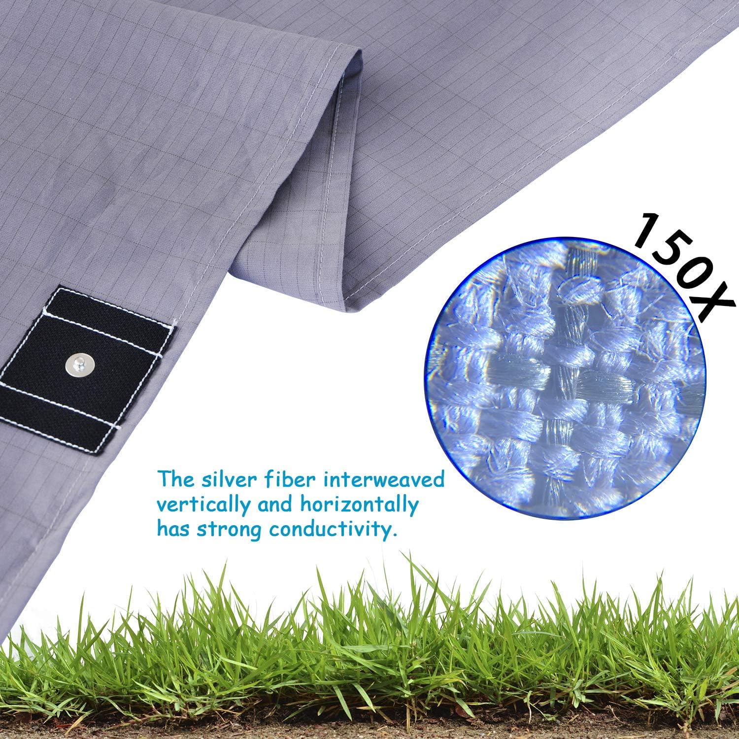 CONDUCTIVE Brand Grounding Flat Bed Sheet with Grounded Connection Cable (52 x 27 inch, Grey Color) User for Wellness Benefits Sleep EMF Protection: Home & Kitchen