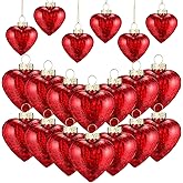Potchen 12 Pcs Burgundy Valentines Heart Glass Ornaments Heart Shaped Red Crystal Hanging Ornaments Bulk Mini Crystal Hanging Decorations for Party Valentines Wedding Anniversary Tree Decor