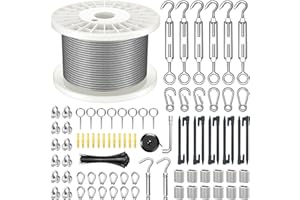 KALLSDY 1/8" Wire Rope Kit, 200FT Steel Wire Cable, Vinyl Coated Stainless Steel Cable with Turnbuckles for Outdoor, Garden, Kitchen and Craft Projects