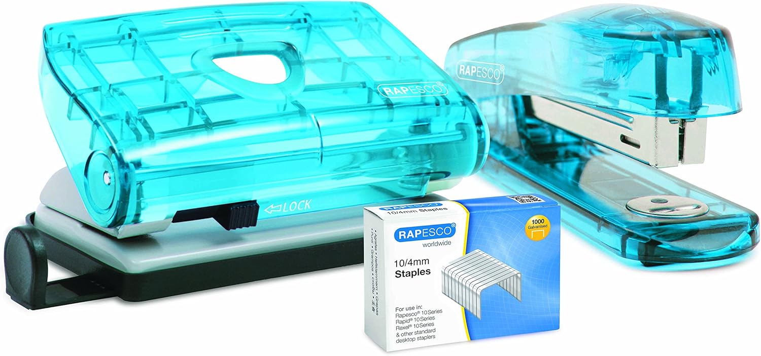 Rapesco R1050BA3 Hole Punch and Stapler Set with 1,000 10/4mm Staples