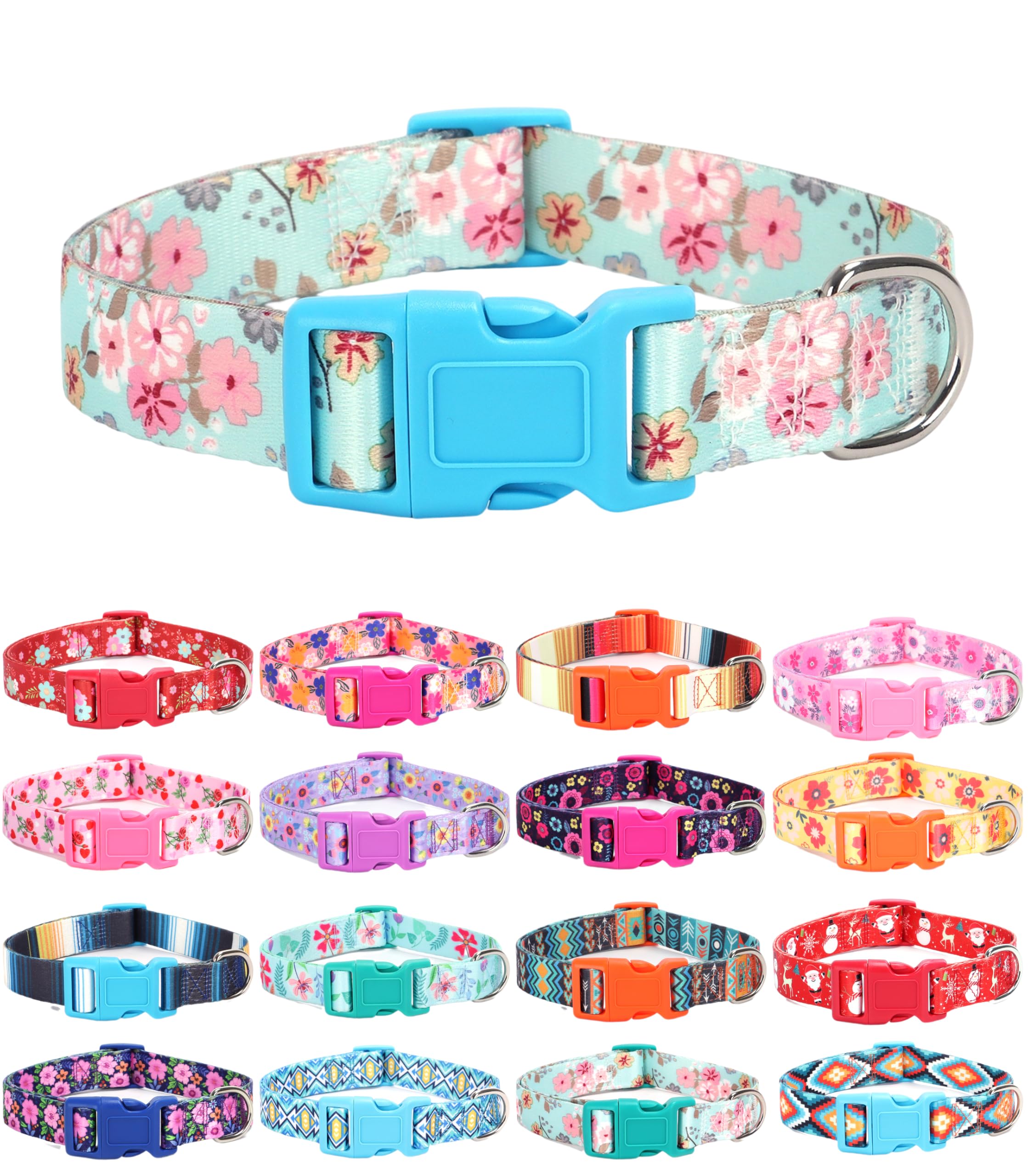 Moonpet Dog Collars for Puppy X-small Small Medium Large Dogs - Unisex Cute Design Boys Girls Dog Pet Collar Soft Adjustable Bohemia Fancy Floral Dog Collars-Bell Orchid-L