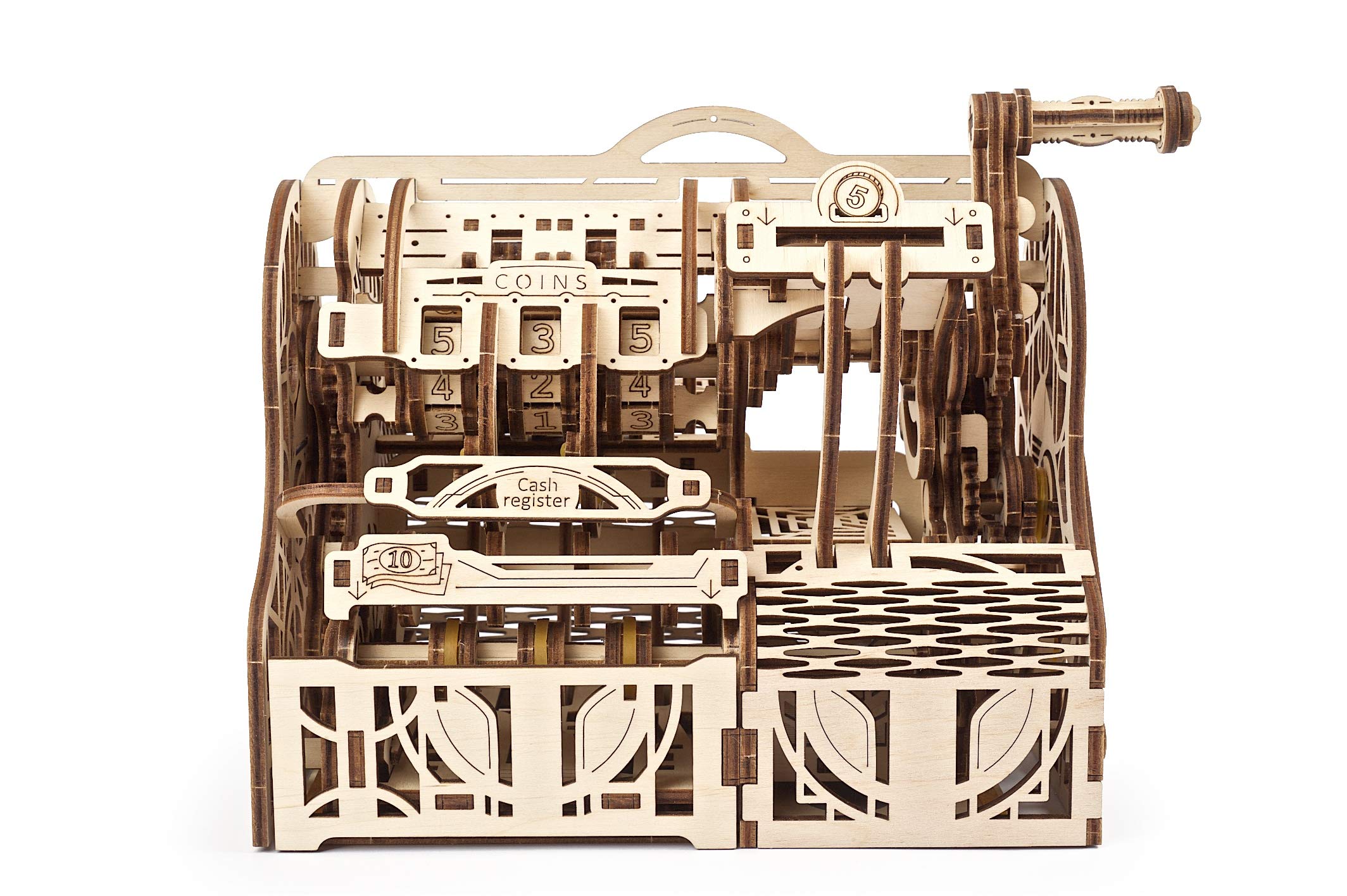 UGEARS 3D Puzzles Wooden Box - DIY Cash Register with Money Box - Exclusive Wooden Model Kits for Adults to Build - Vintage Mechanical Models - Self Assembly Woodcraft Construction Kits