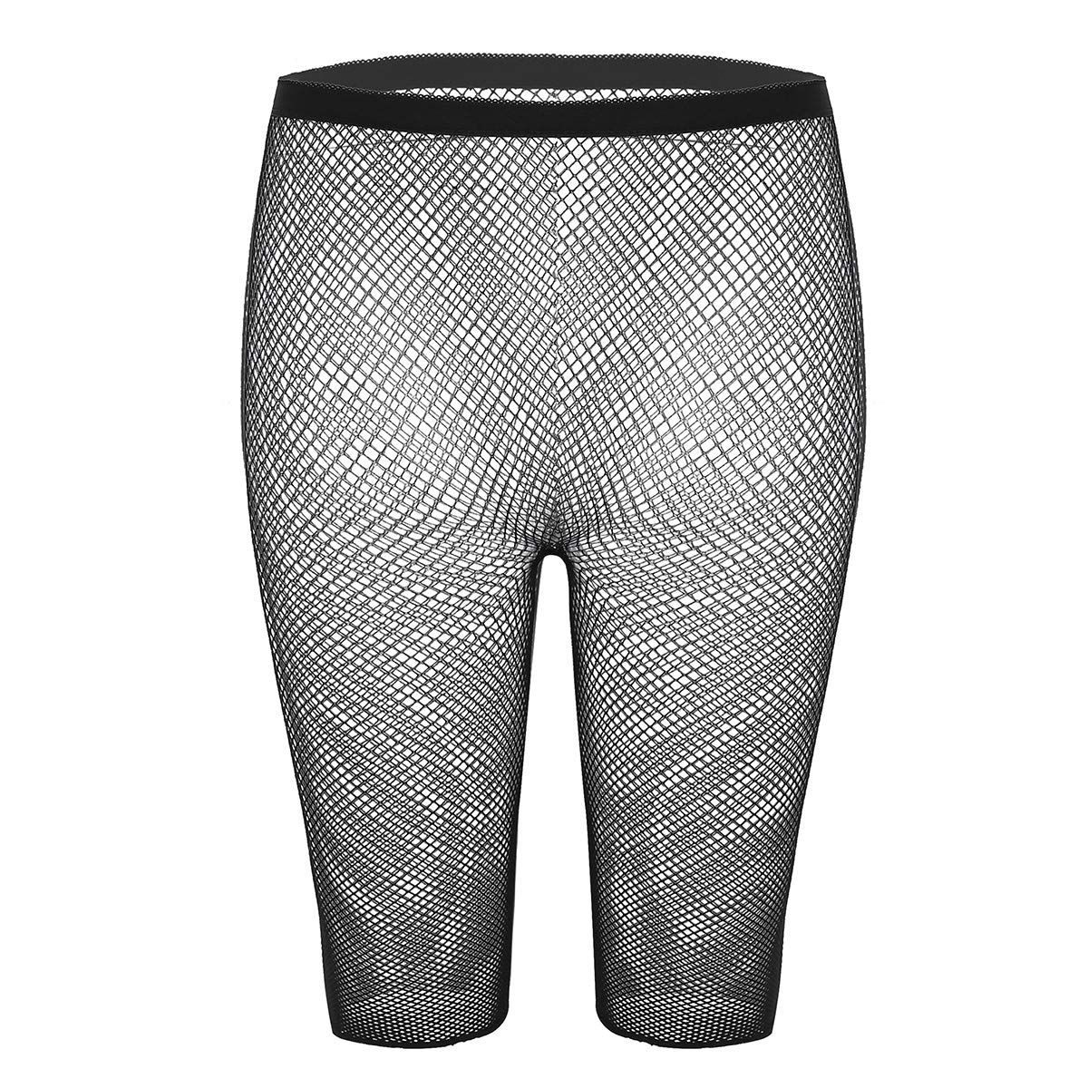 Alvivi Women's Fishnet Mesh See Through High Waisted Half Pants Knee Length Leggings Black Small Fishnet One Size