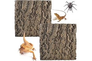 MUYG 2PCS Natural Cork Terrarium Background,11.81 x 11.81 Inch Reptile Bark Background 3D Bearded Dragon Tank Climbing Mat Habitat Decoration for Lizard Gecko Chameleon Tortoise Snake Spider Frog