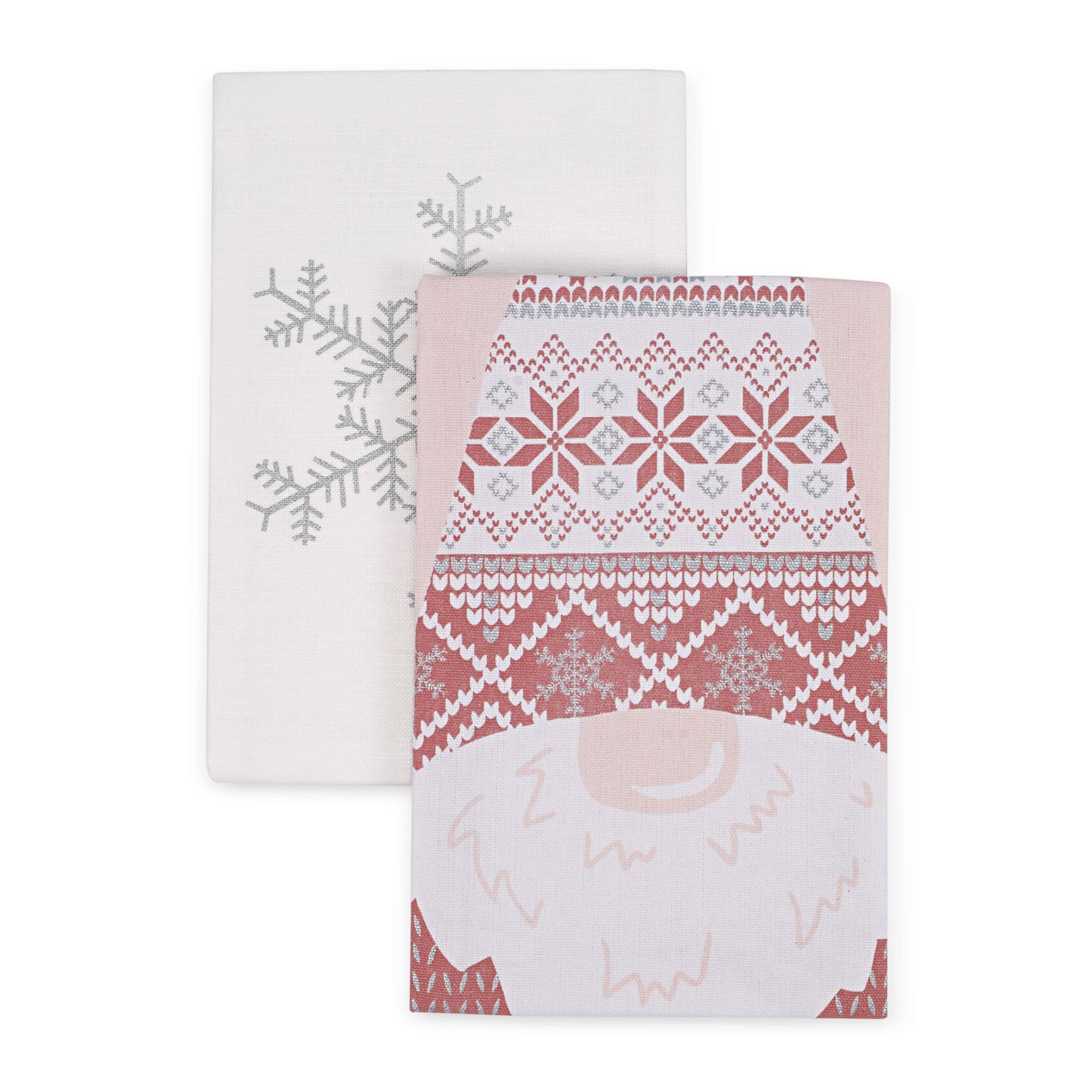 Ulster Weavers Cotton & Linen Tea Towels (2 Pack) - Christmas Gnome (Pack of 2, Pink, White), One Size, 023GNOM
