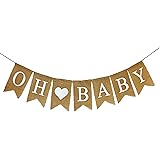Shimmer Anna Shine Oh Baby Burlap Banner for Baby Shower Decorations and Gender Reveal Party