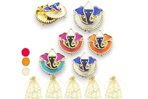 LOVENSPIRE 5 Pcs Ganesha Haldi Kumkum Thali Holder, Pooja Return Gift, Indian Housewarming Gifts, Shivratri, Wedding Favor, Navarathri Favors, Baby Shower