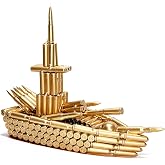 Lovisun Bullet Shell Military Vehicle Sculptures - Handmade Tank, Airplane, Warship Metal Art Decor for Home, Office, Study Room for Men, Veterans (Warship Model)