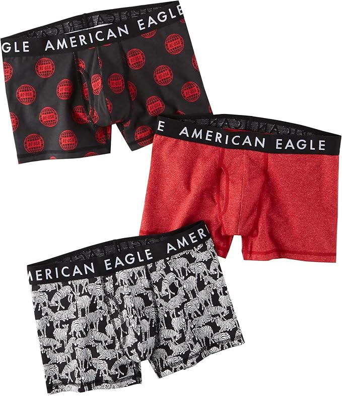 American Eagle Men's 2849900 3" Classic Trunk Underwear 3Pack, Black