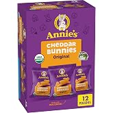 Annie's Organic Cheddar Bunnies Baked Snack Crackers, 12 oz., 12 Pouches | Crunchy Cheddar Crackers, No Artificial Flavors or Synthetic Colors, Individual Pouches Are Great for Lunchboxes